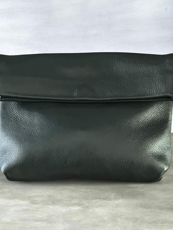Lili T California Leather Flap Over Roll Clutch Handmade